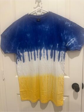 Tie-Dye Crew Neck Shirt - Blue / White / Yellow